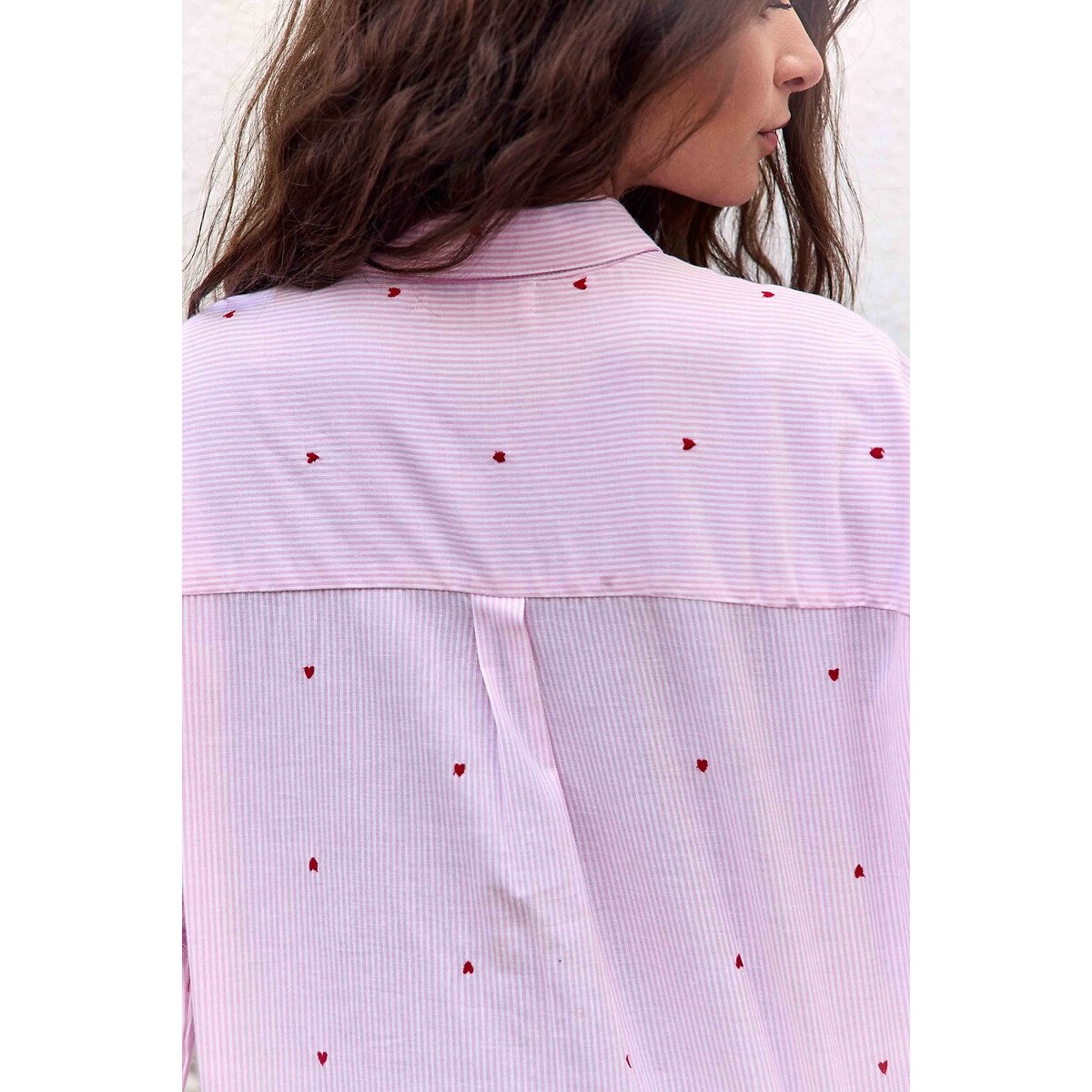 Chemise rayée et brodée, CORALINE ecru/rose, LA PETITE ETOILE