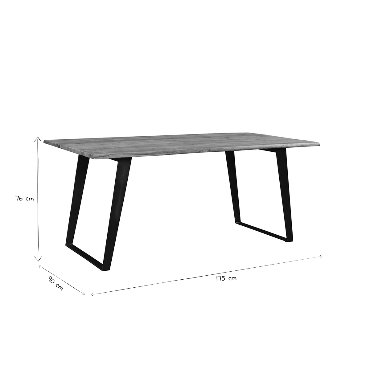 Table à manger rectangulaire en bois massif et métal noir L175 cm KORA bois clair / noir, MILIBOO