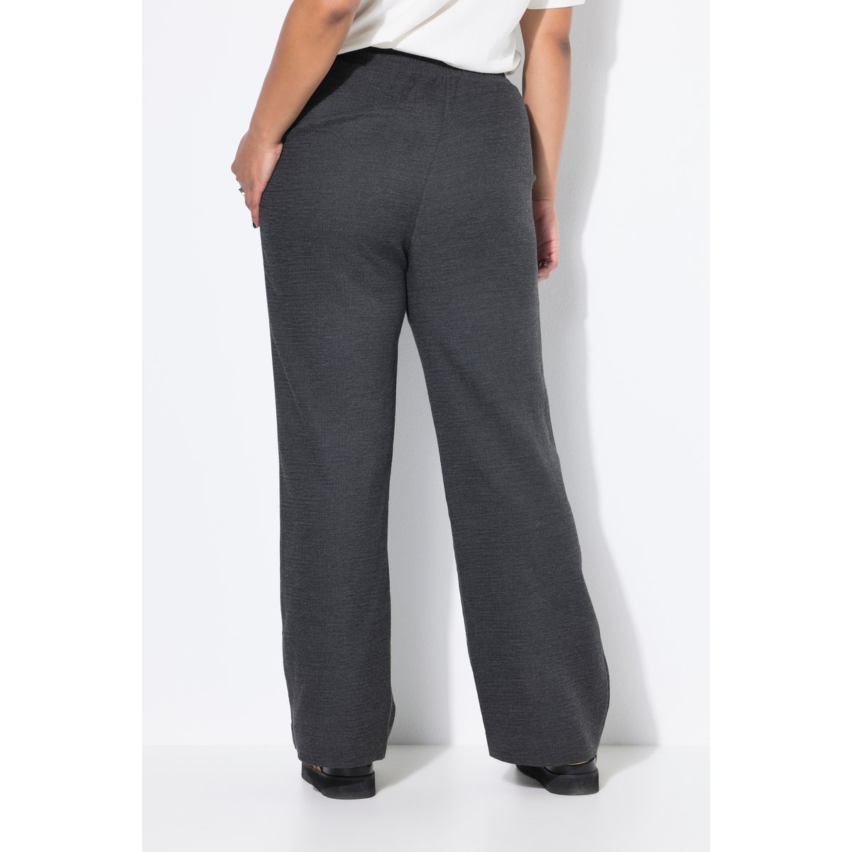 Pantalon finement texturé. Coupe Wide Legs gris chiné, STUDIO UNTOLD