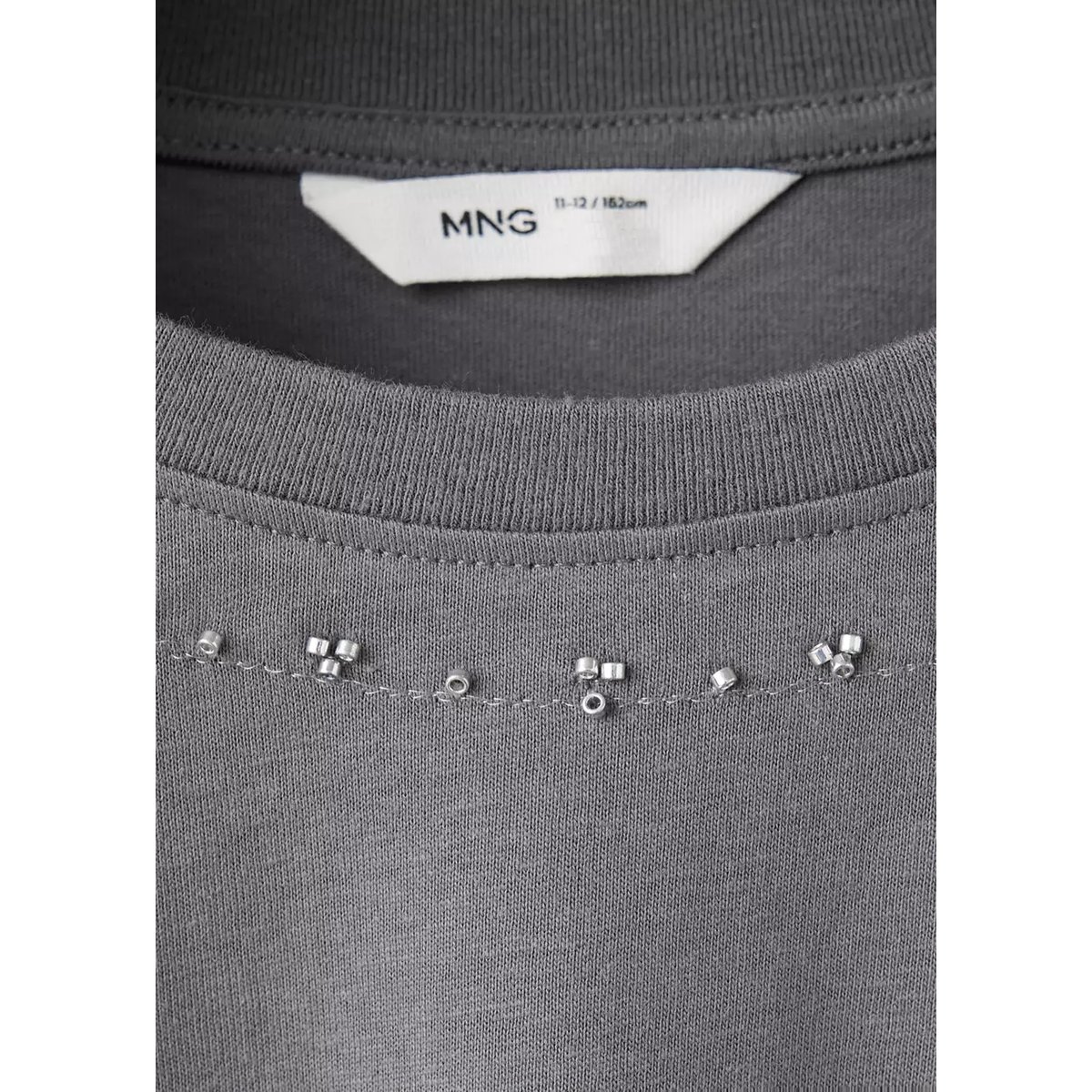 T-shirt imprimé strass gris anthracite, MANGO KIDS