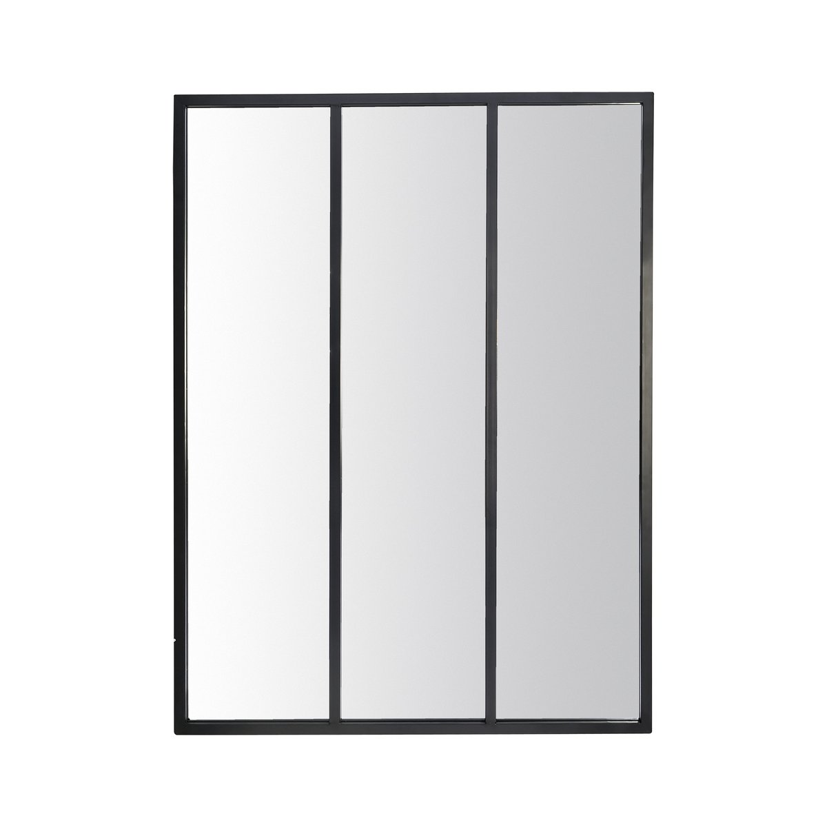 Miroir industriel 3 bandes métal 90x120cm noir, EMDE