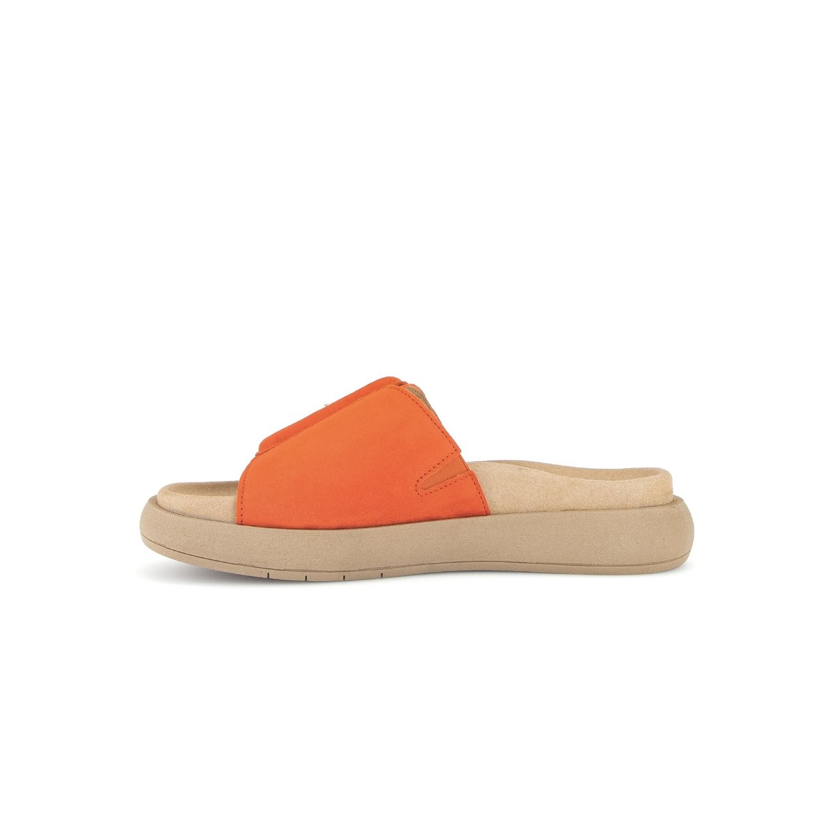 Mules en à talon compensé orange velours, GABOR