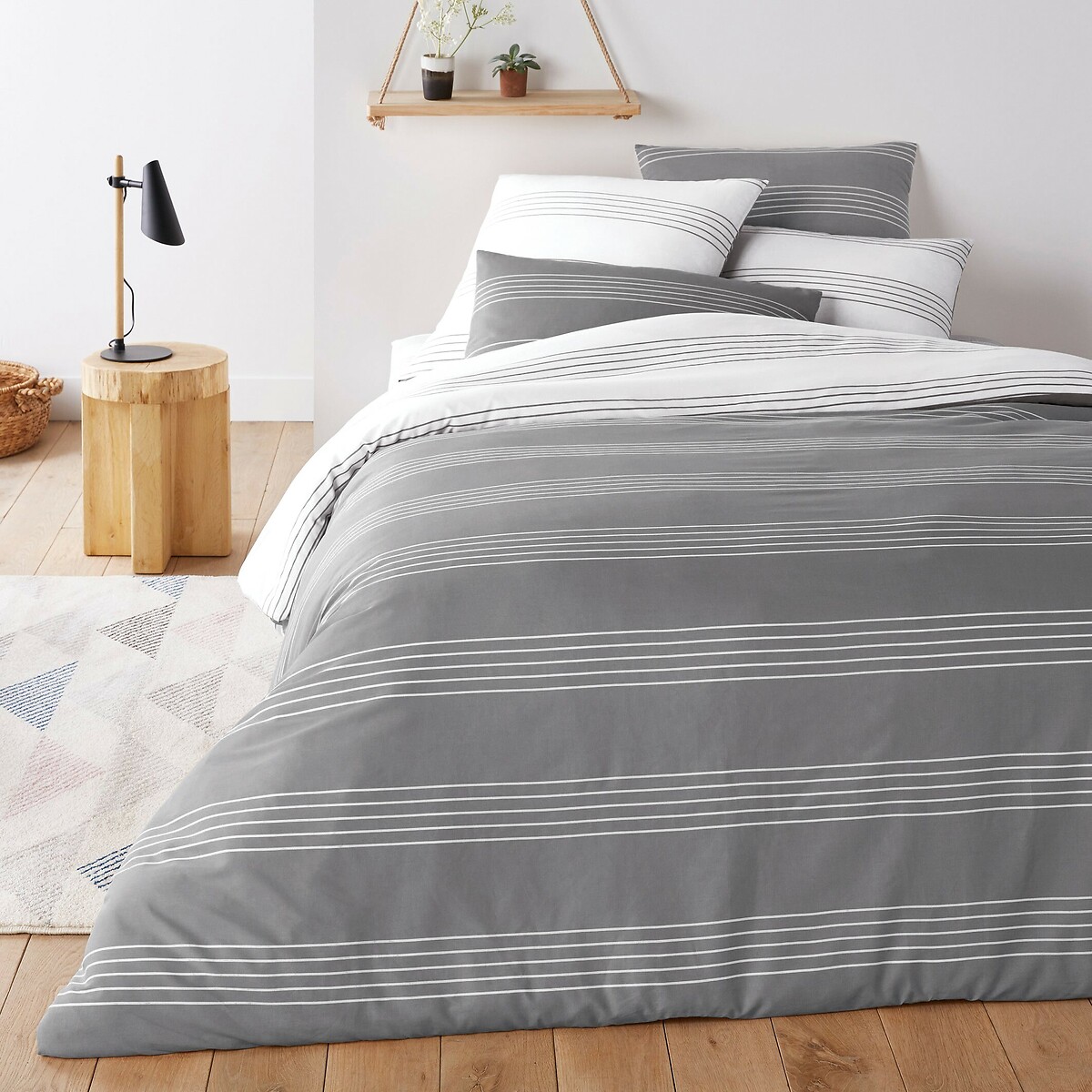 Horizon Cotton Duvet Cover grey, LA REDOUTE INTERIEURS