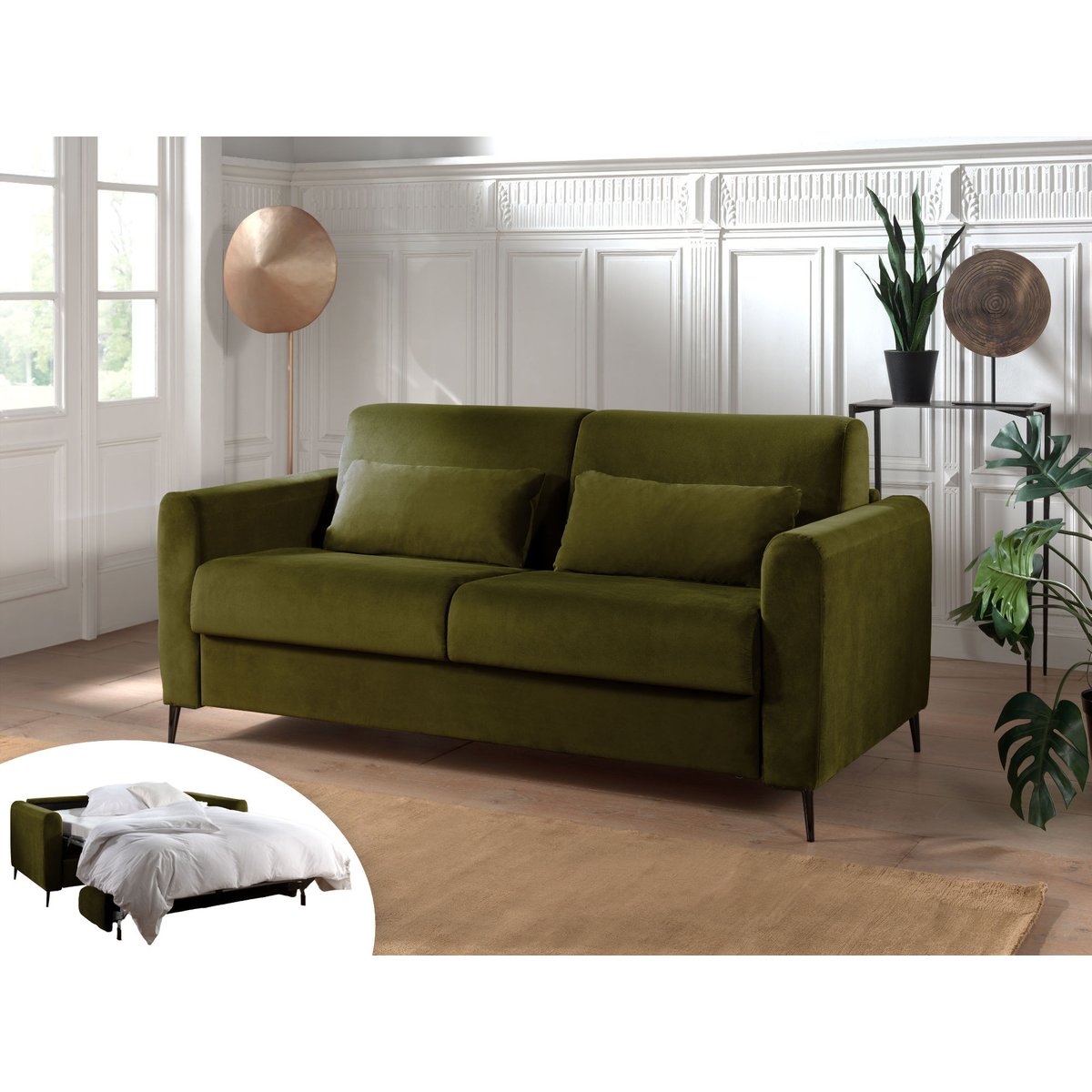 Lit - OWEN vert olive, BEST MOBILIER