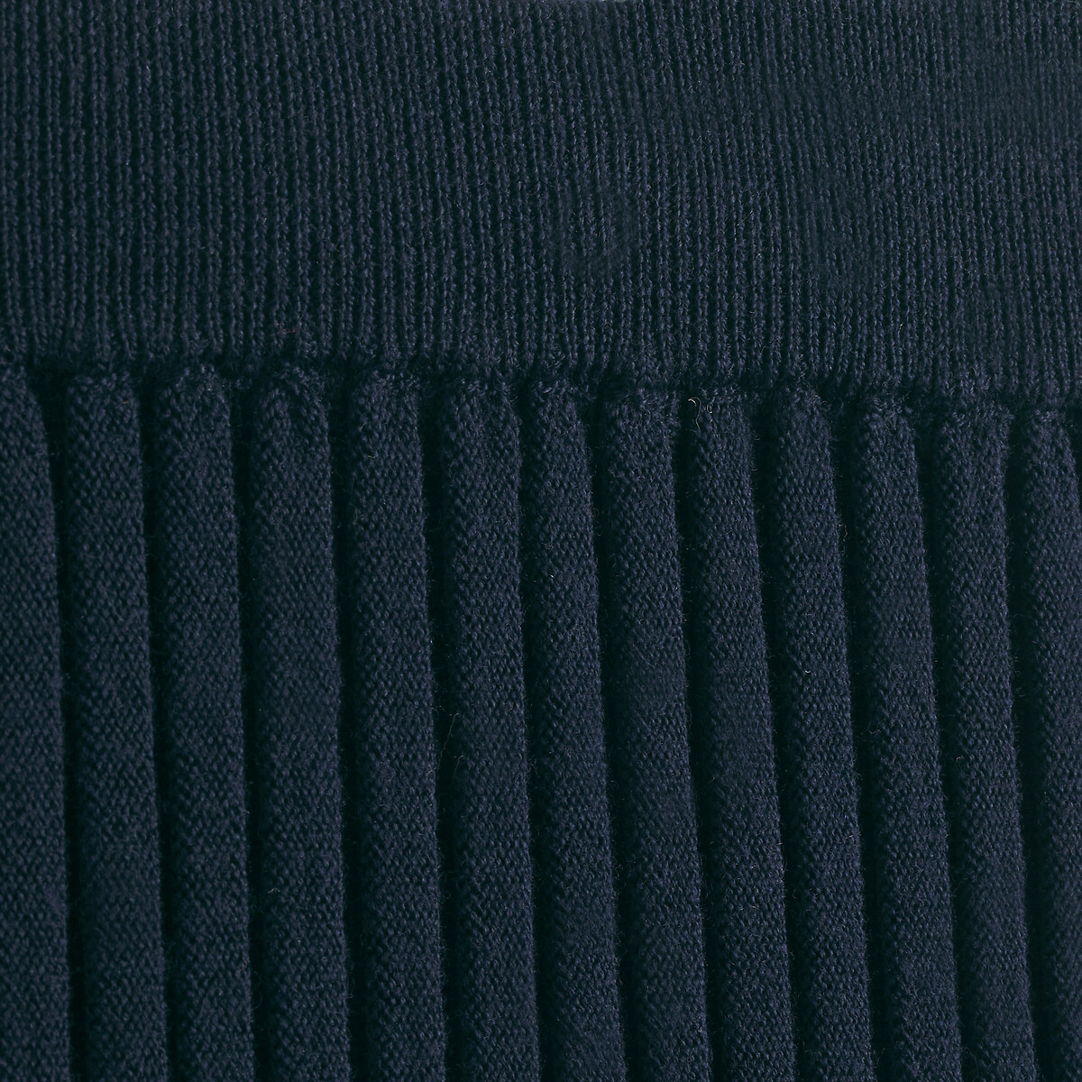 Jupe longue plissée, en laine mérinos bleu marine, BLANCHEMAILLE