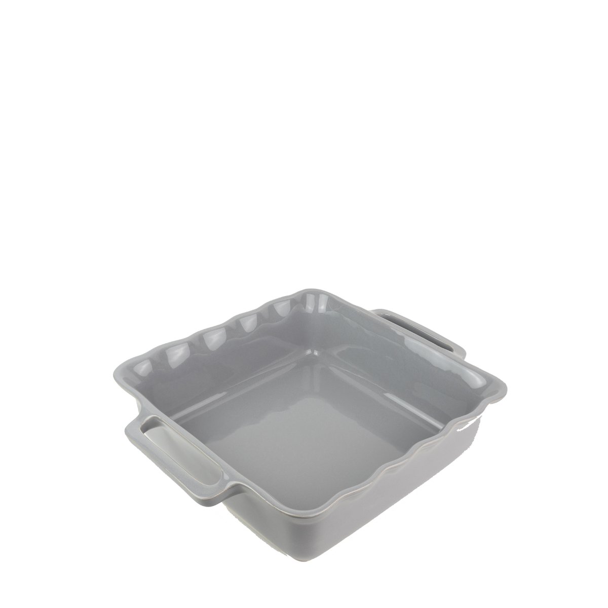 Plat céramique four carré festonné gris gris argent, PEUGEOT