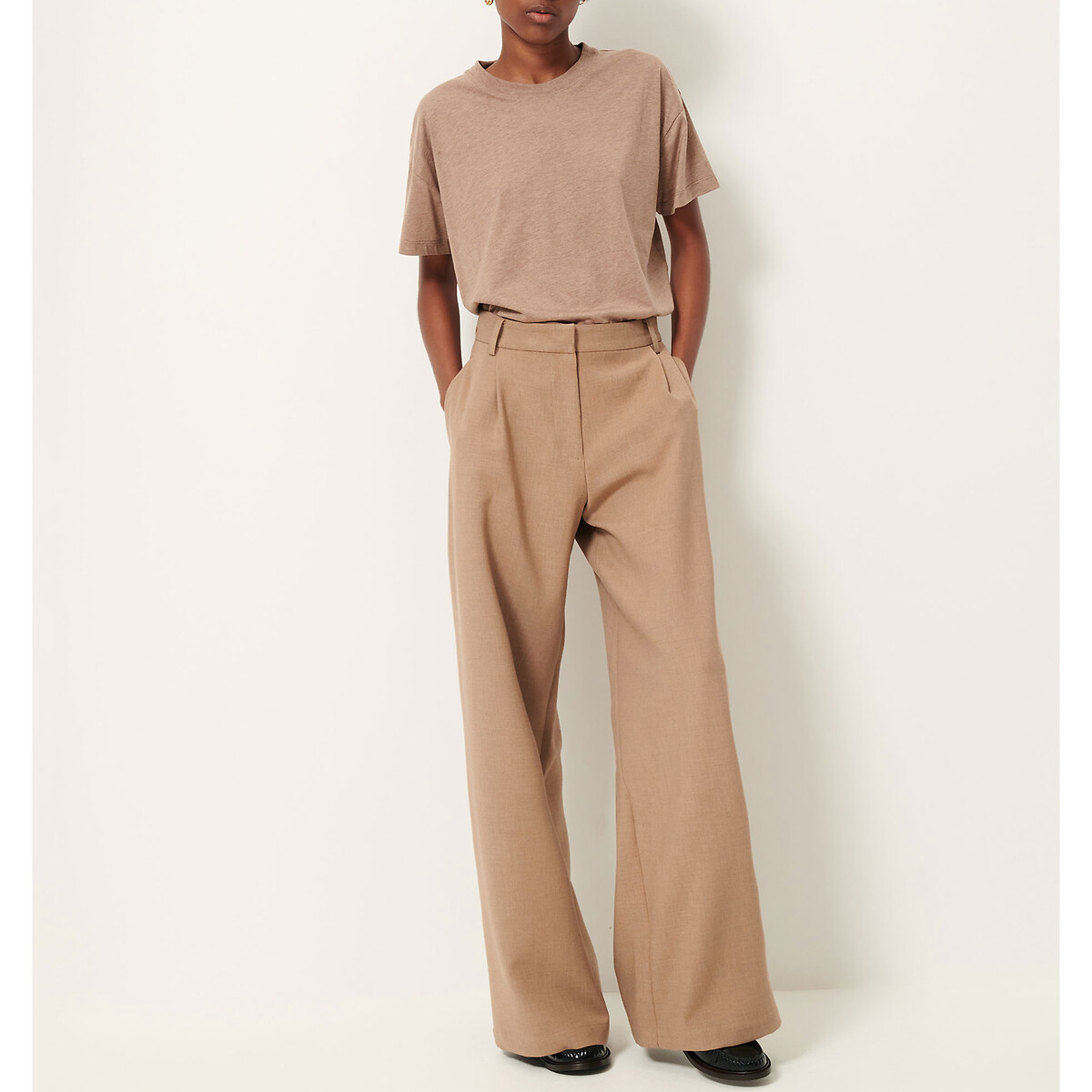 T-shirt manches courtes col rond TOO beige foncé, SESSUN