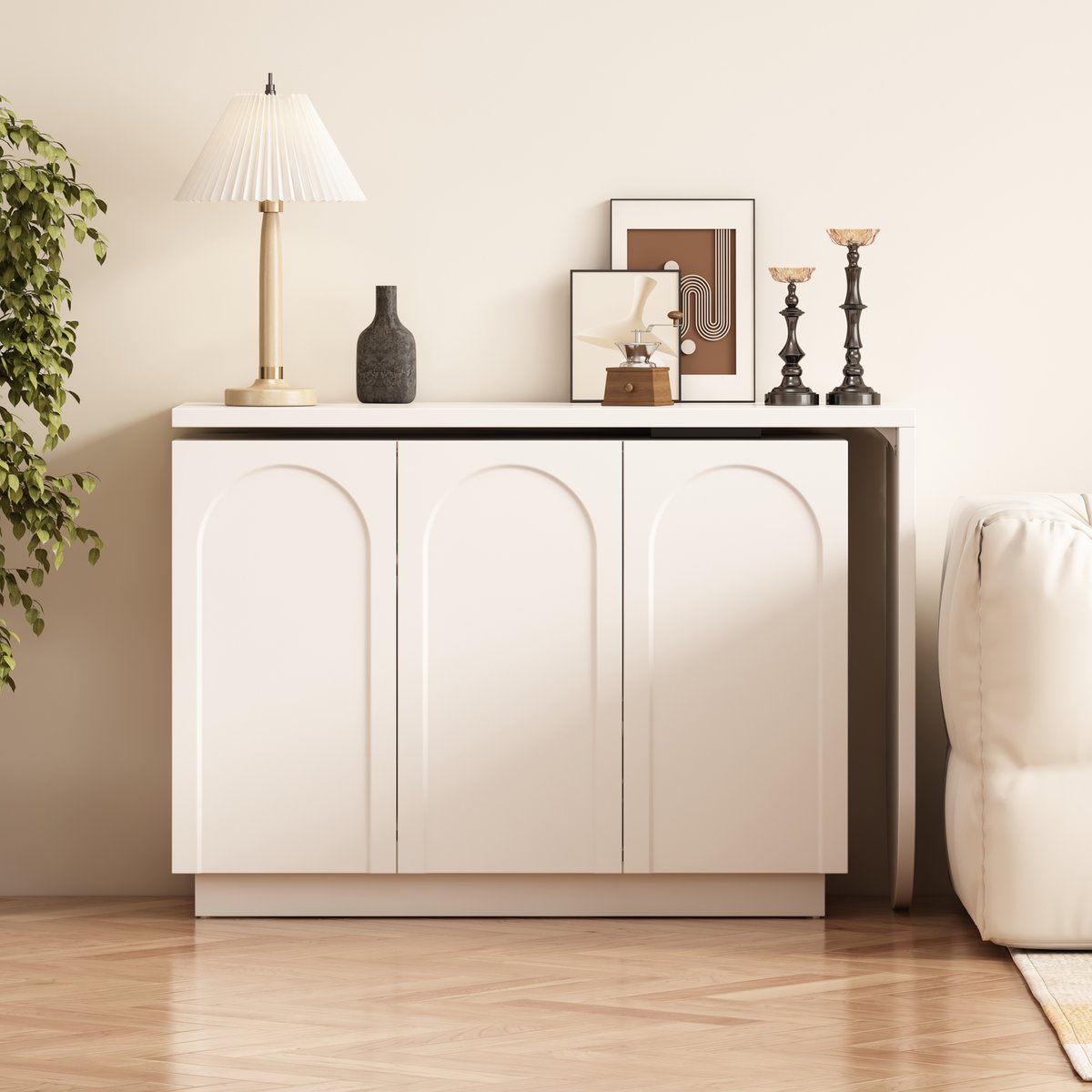 Bureau d’angle réversible avec rangement, BABERC blanc, MEUBLES COSY