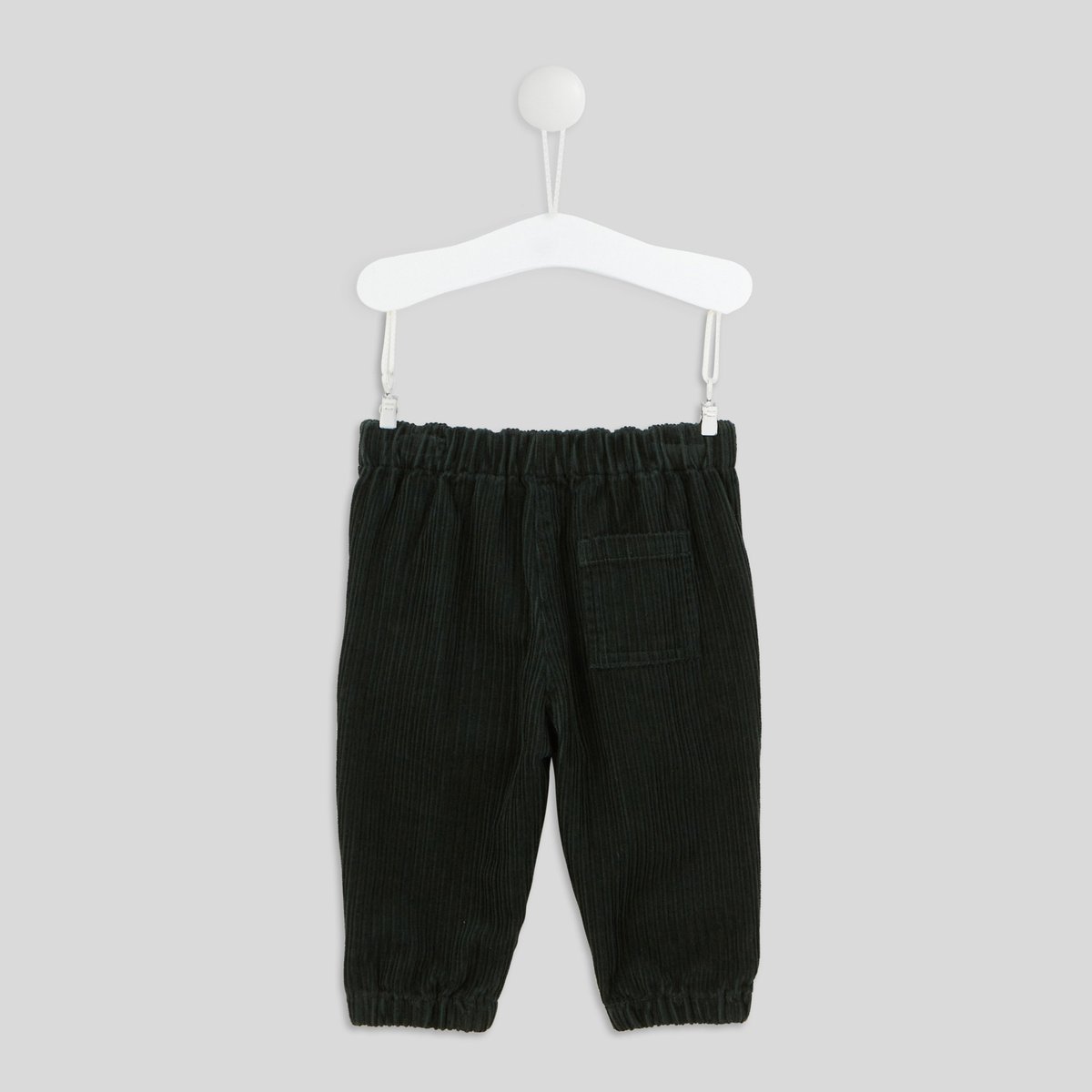 Pantalon uni en gros velours taille élastique dos et fermé avec un bouton devant, garçon, OEKO-TEX. sapin, BOUT'CHOU