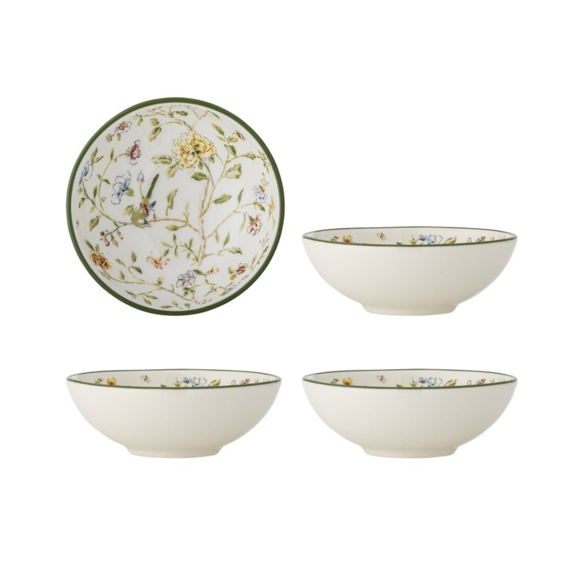 Bols grès motif floral set de 4 multicolore, BLOOMINGVILLE