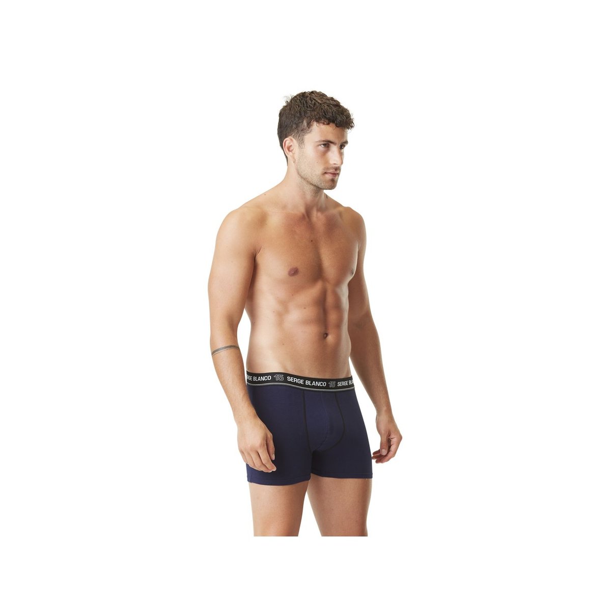 Lot De 2 Boxers Coton Uni noir/bleu, SERGE BLANCO
