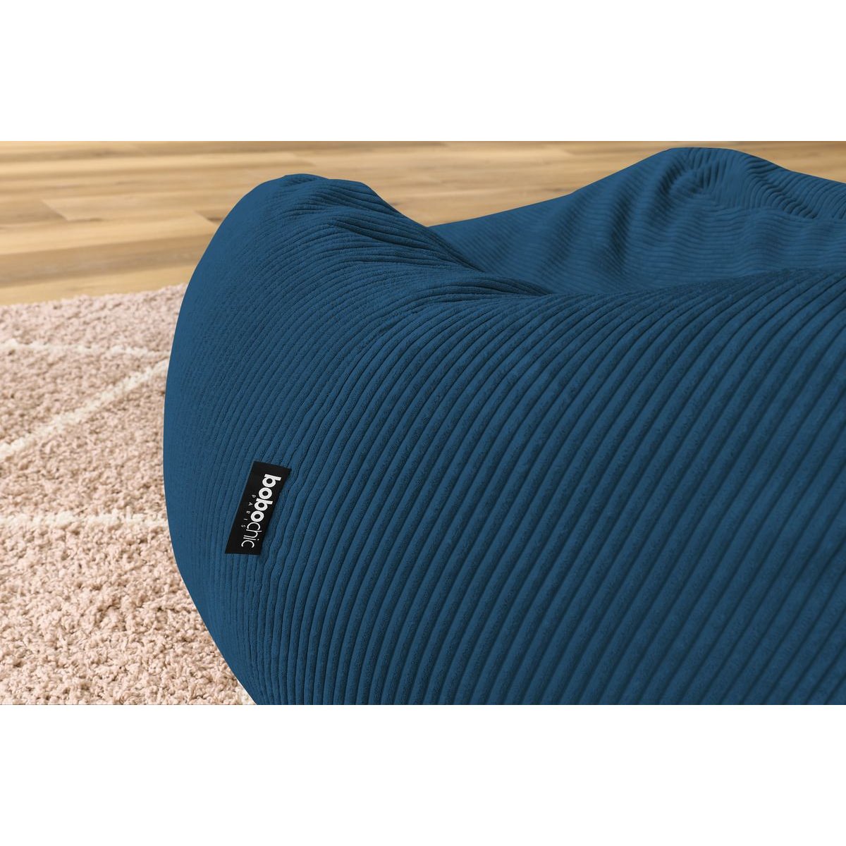 Pouf velours côtelé, VOLTAIRE bleu foncé, BOBOCHIC
