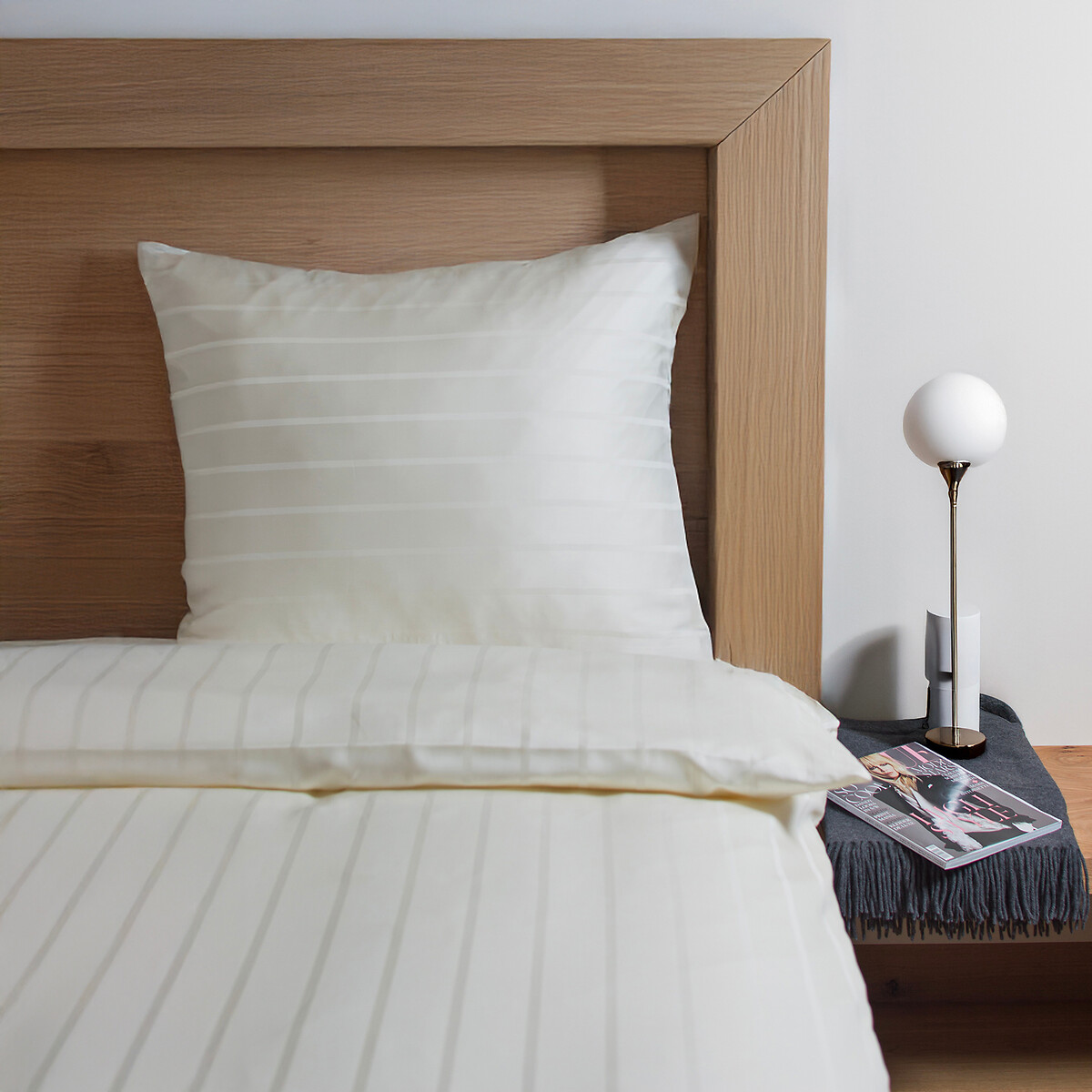 Fourre de duvet - cellulose striée (Lyocell/Tencel) + Taie(s) 50*70 blanc, EUROPE & NATURE