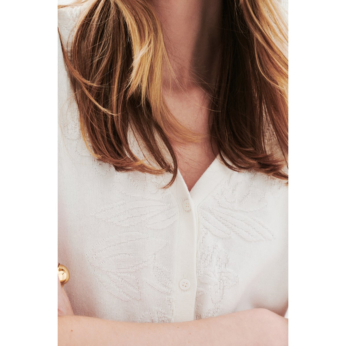 Gilet droit col v MIRELLA blanc, CAROLL
