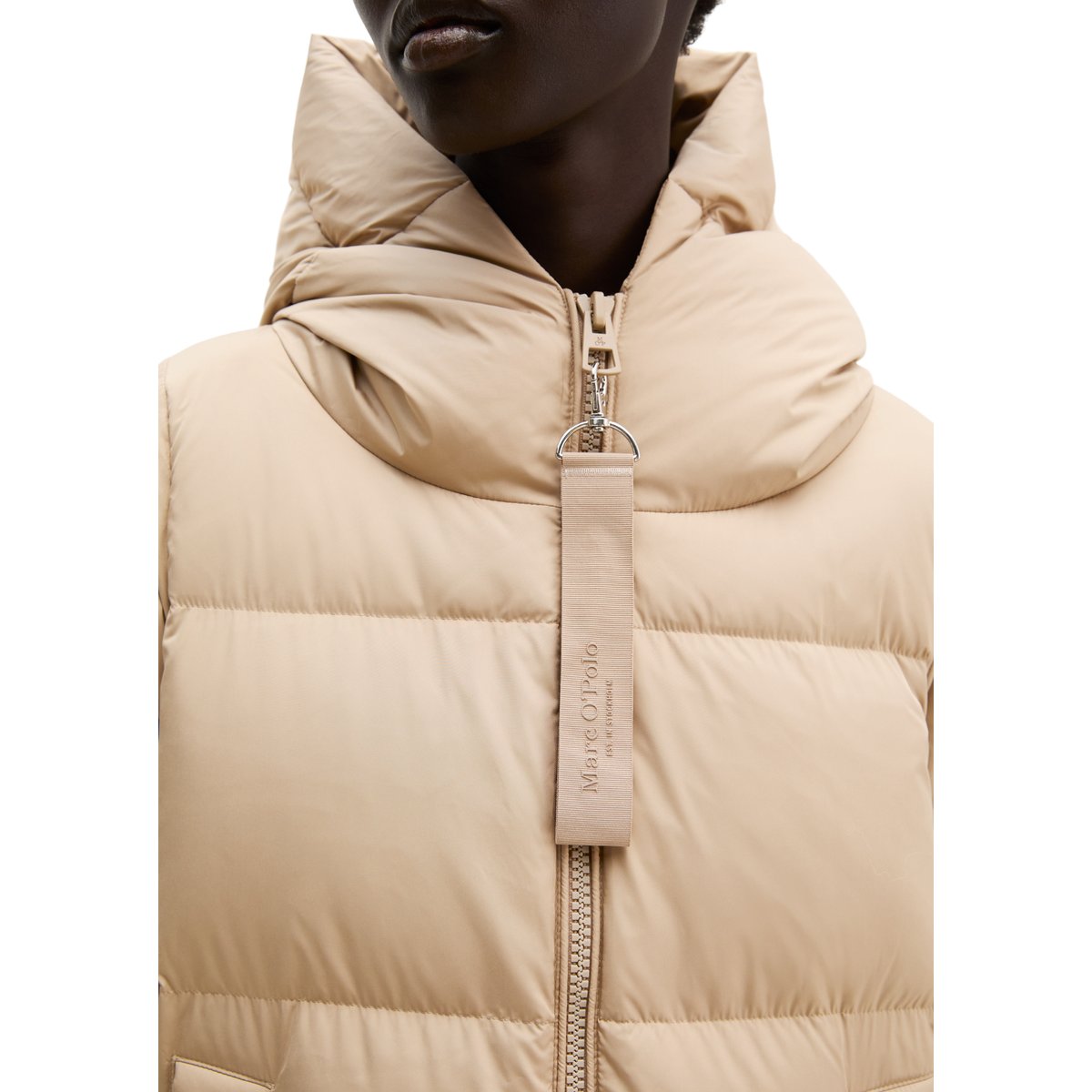 Manteau à capuche matelassé en duvet, coupe régulière à partir de matériaux recyclés beige, MARC O'POLO