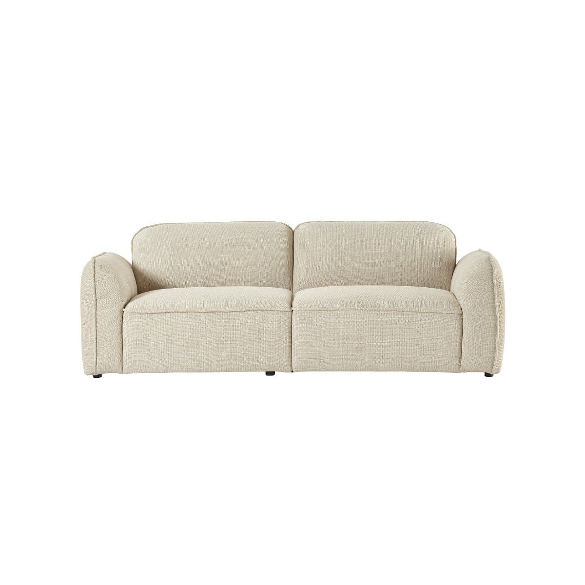 Canapé droit 3 places en tissu texturé HECTOR beige chiné, BERAH GETAH