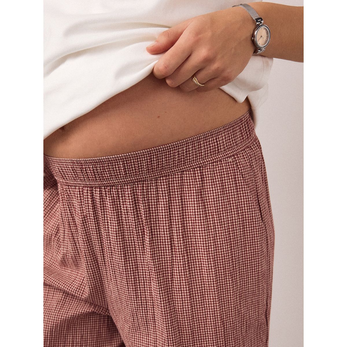 Pantalon large de grossesse vichy rouge, NEXT