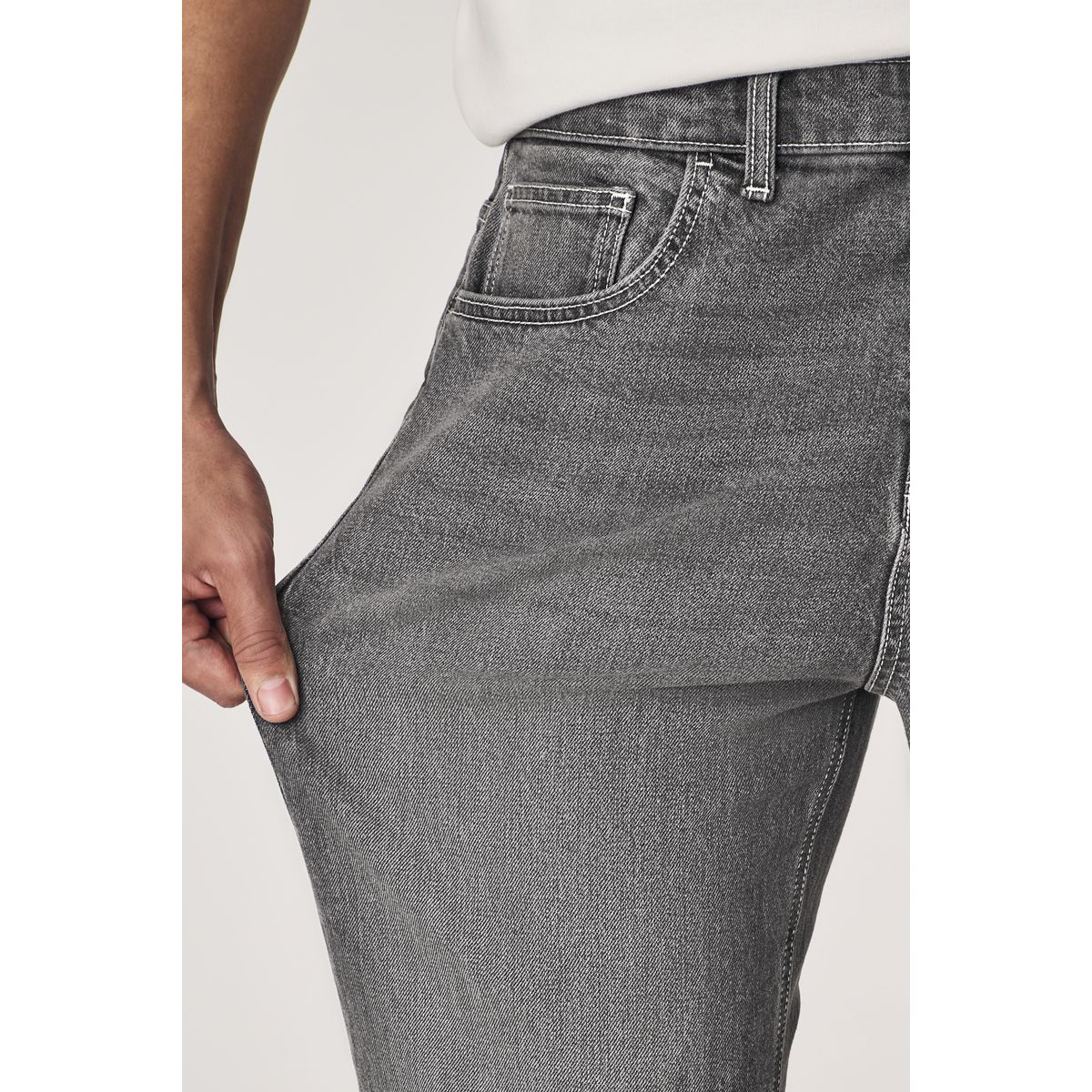Jean droit authentique stretch vintage gris, NEXT