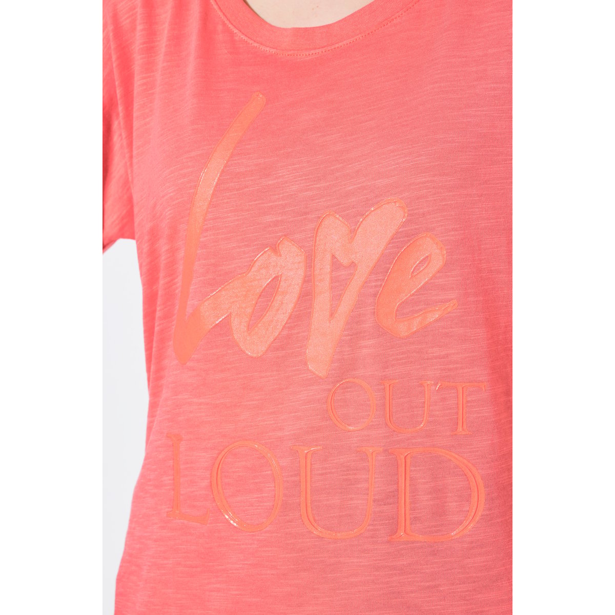 T-shirt oversize avec message corail, ULLA POPKEN