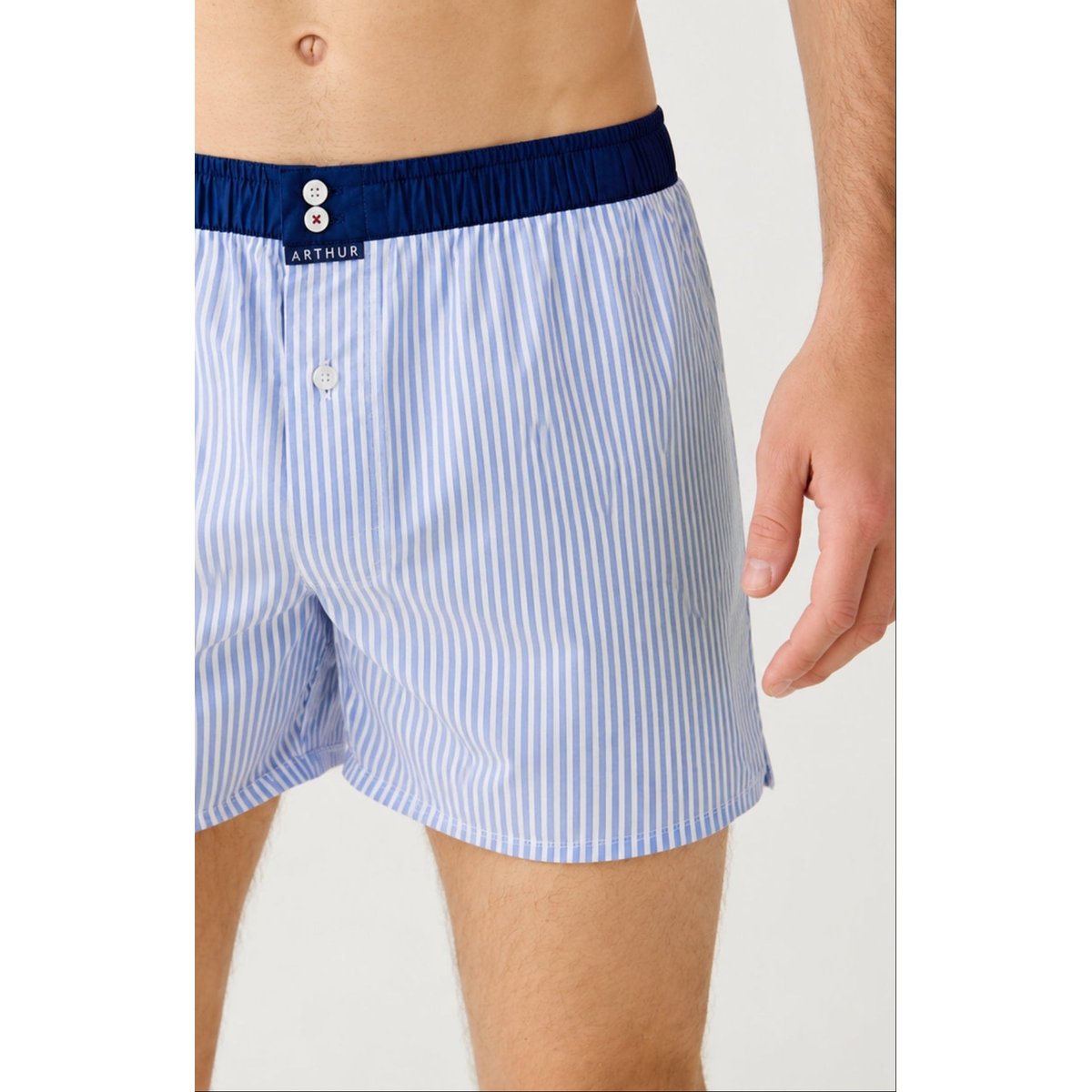 Caleçon en coton, avec suspensoir n°004 bleu, ARTHUR
