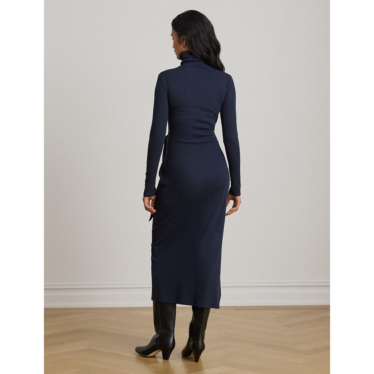 Robe midi manches longues à col roulé marine, LAUREN RALPH LAUREN