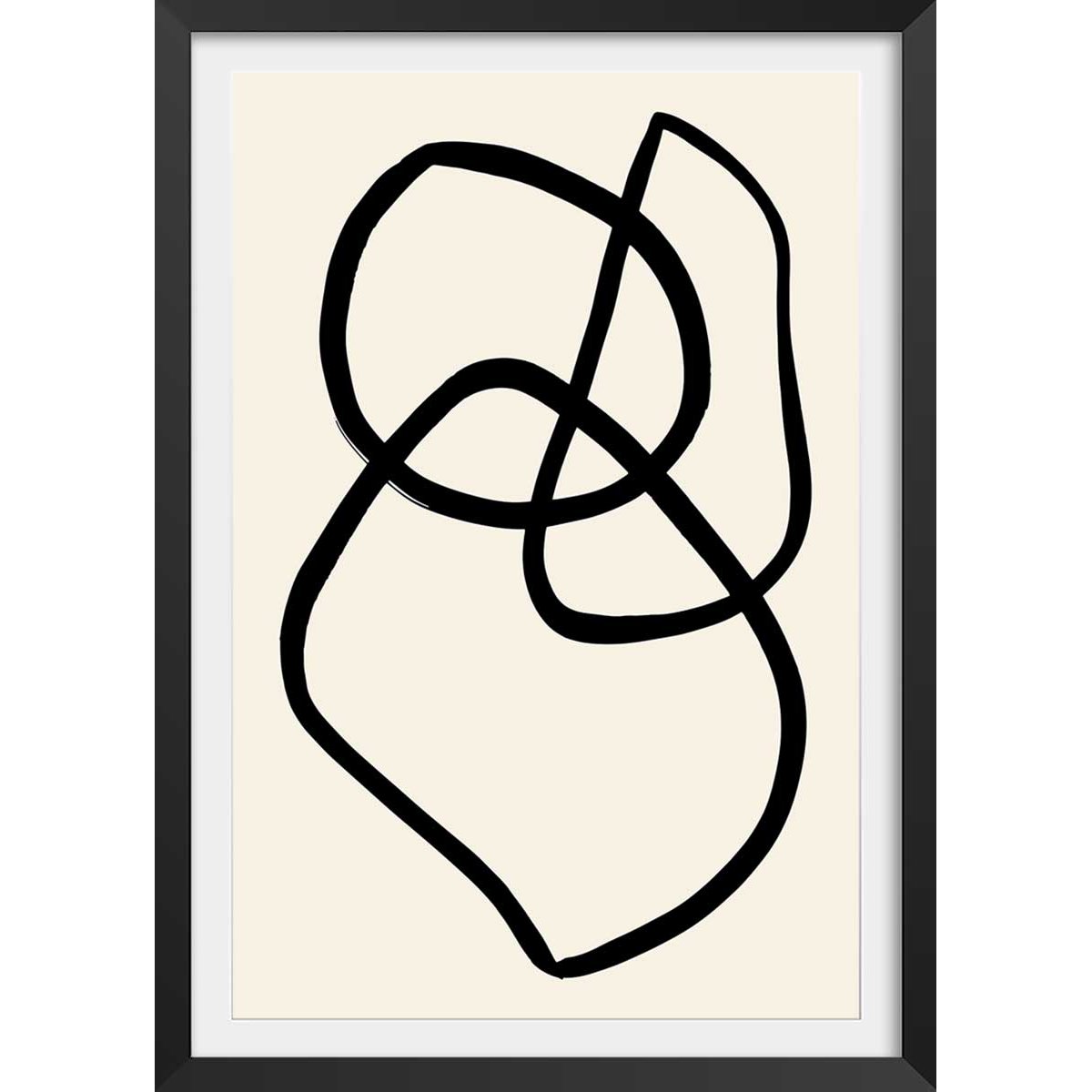 Affiche line art bold II affiche + cadre en bois - noir, HEXOA