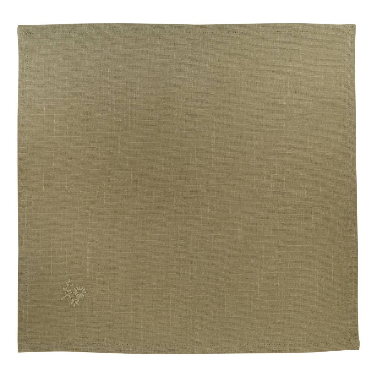 Lot de 4 serviettes de table en coton JOY vert kaki, ATMOSPHERA
