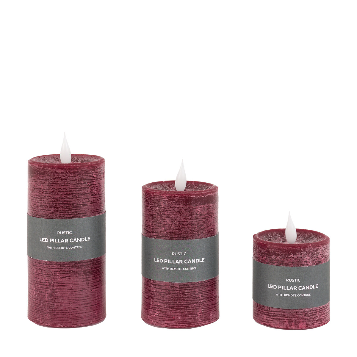 Set of 3 LED 1-Wick Candles in Oxblood red, ÉDITÉ
