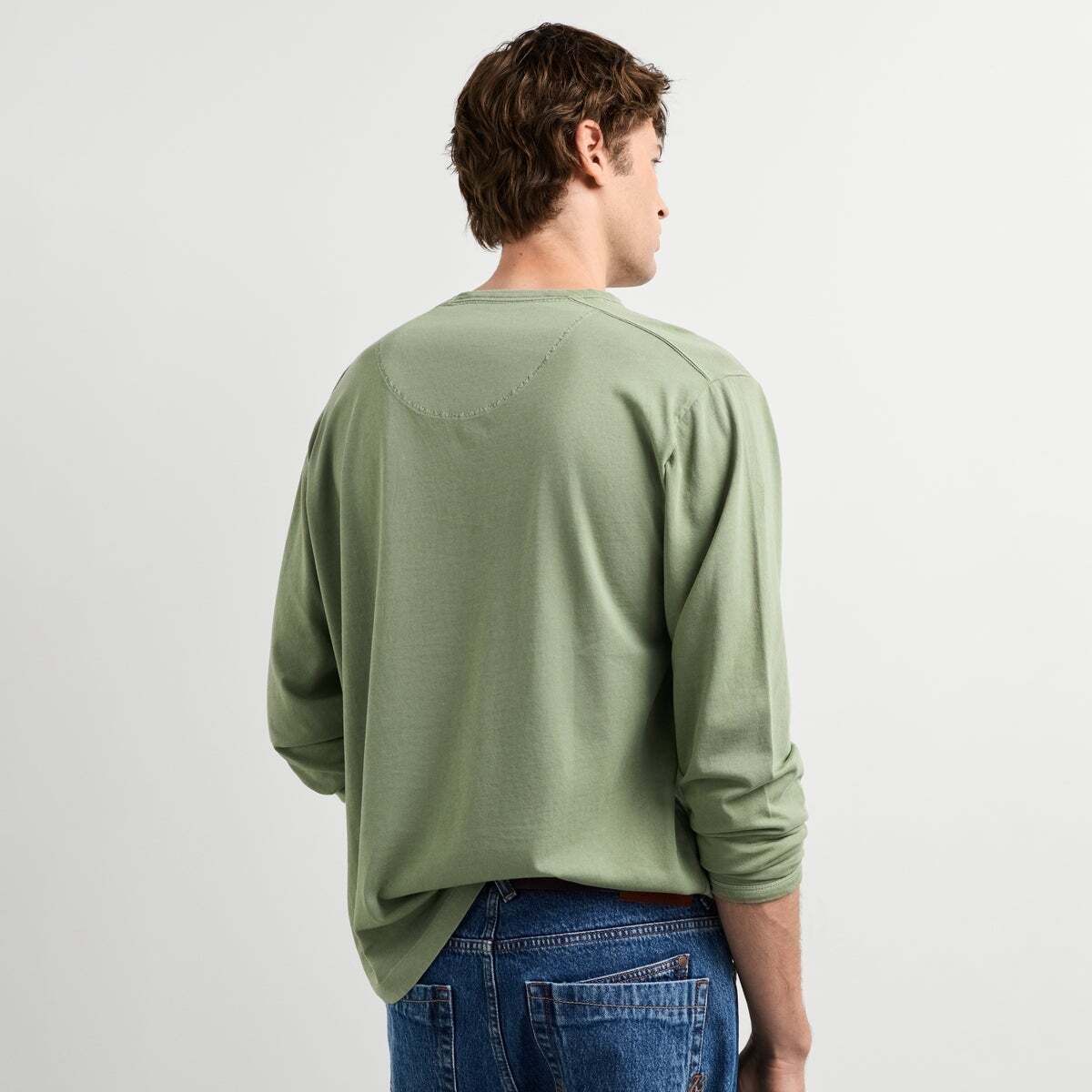 T-Shirt Manches Longues Coupe Regular vert armée lavé, PEPE JEANS
