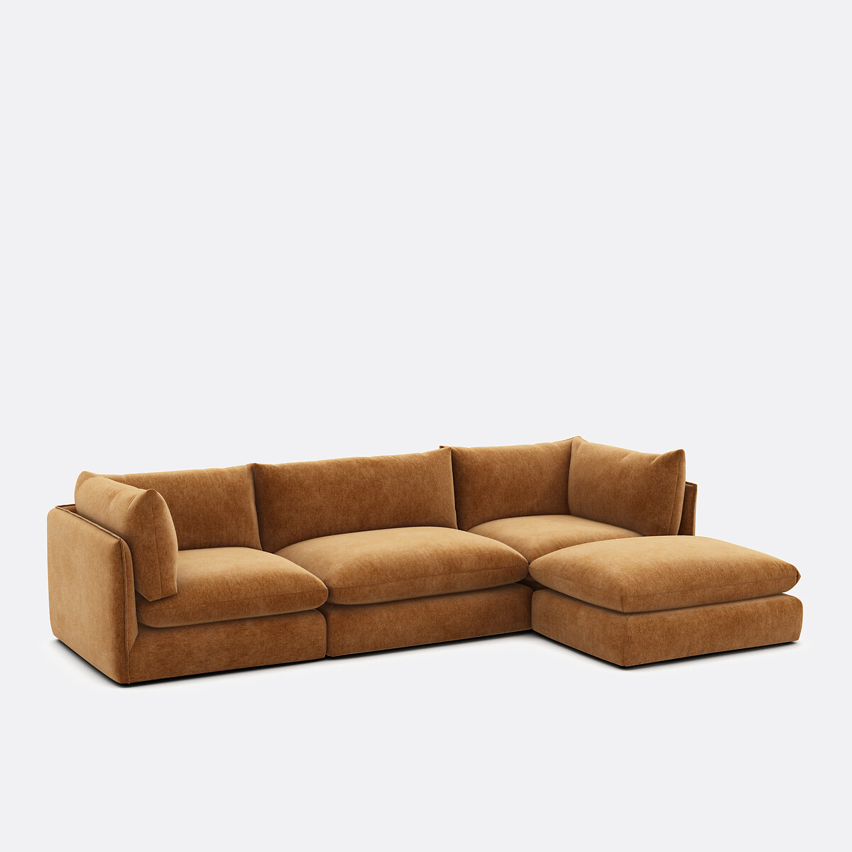 Sofá modular de 3 plazas con reposapiés, poliéster jaspeado, MALO arcilla, LA REDOUTE INTERIEURS