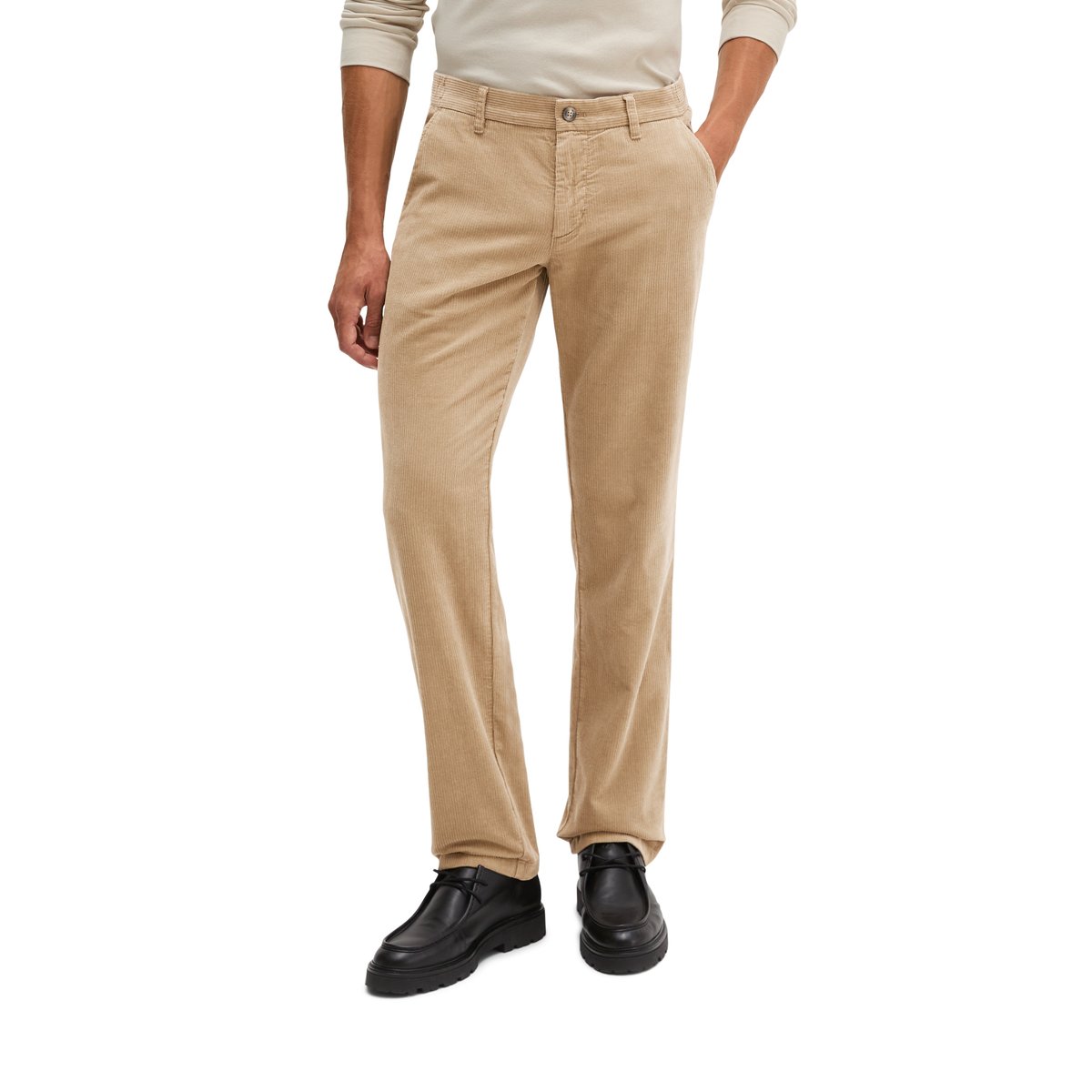Pantalon en velours côtelé modèle Mads Jogger, coupe classique avec un effet de relief beige, MARC O'POLO