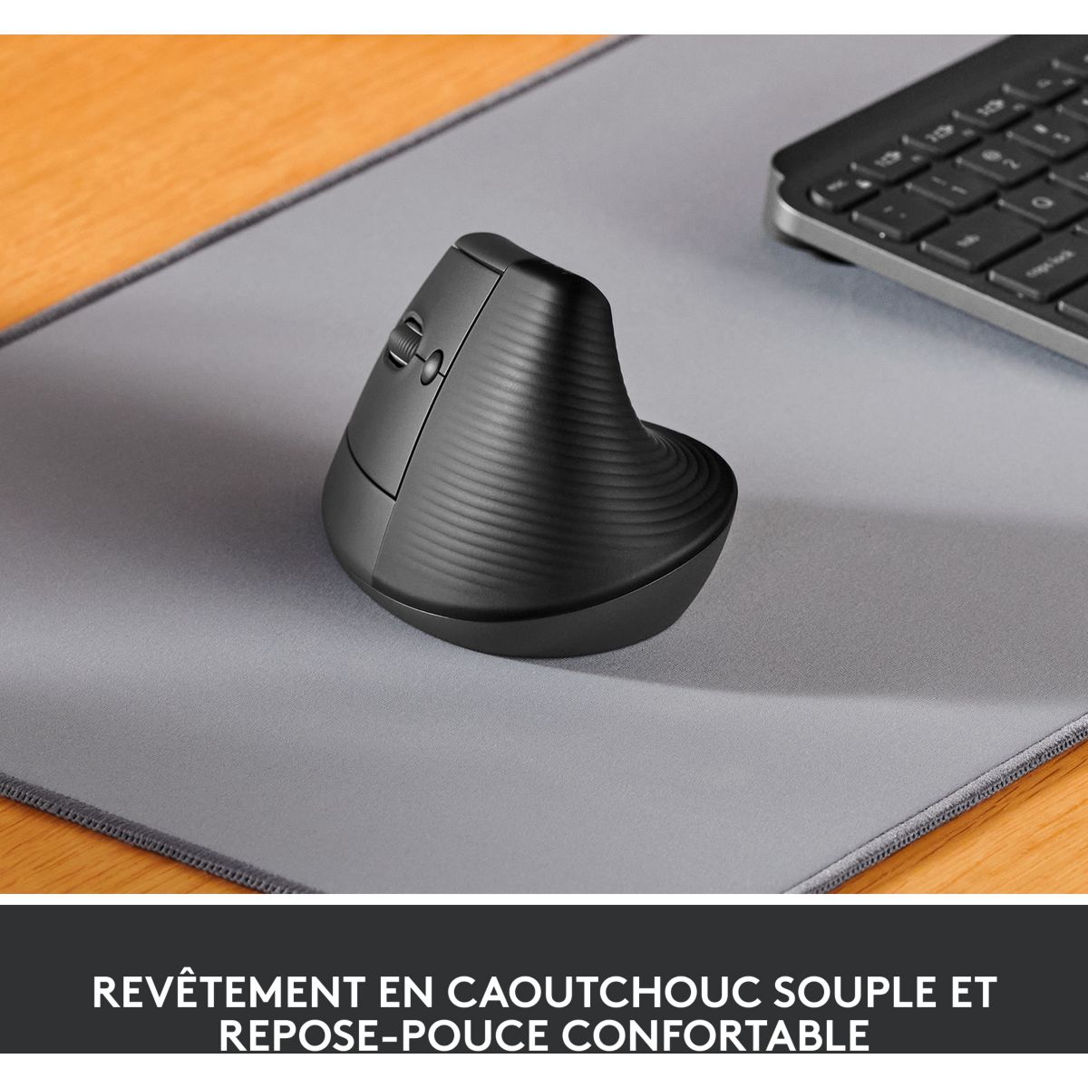 Souris sans fil Lift Ergonomique Gaucher Silencieuse gris, LOGITECH
