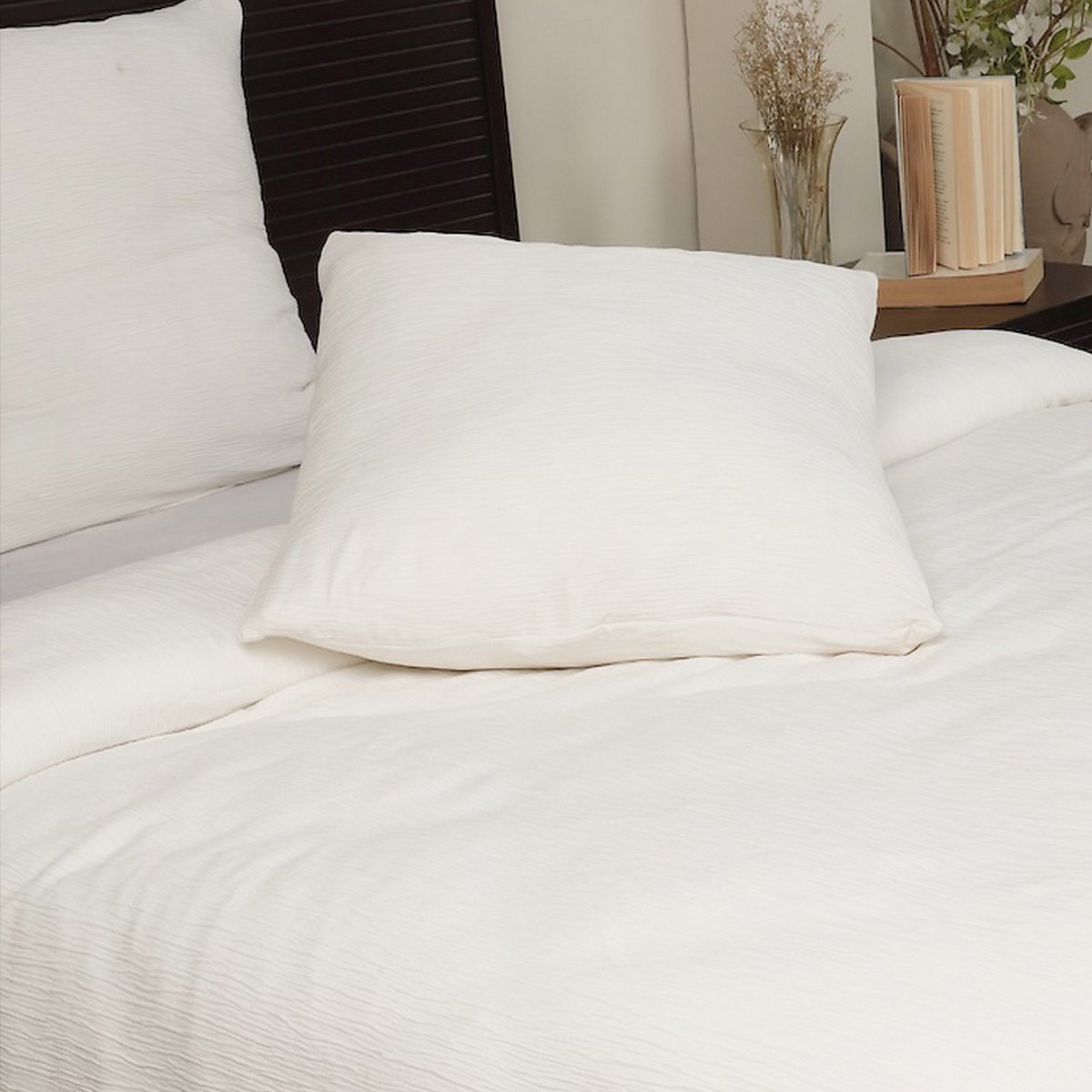 Parure de lit - Housse de couette + taie 100% Gaze de Microfibre blanc, EDEN