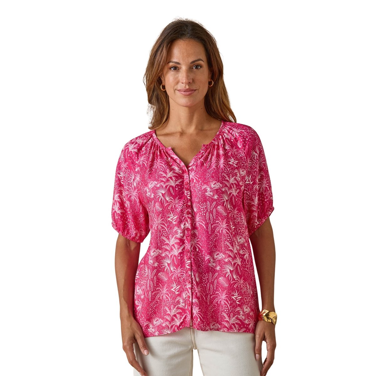 Blouse fluide imprimé fond orange, DAXON