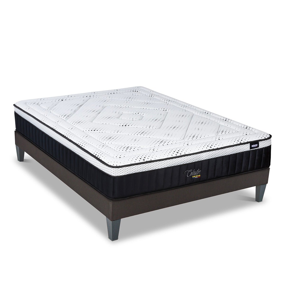 Ensemble Célestin 2.0 90x190 cm Matelas Mousse + Sommier Bois blanc, BELLECOUR