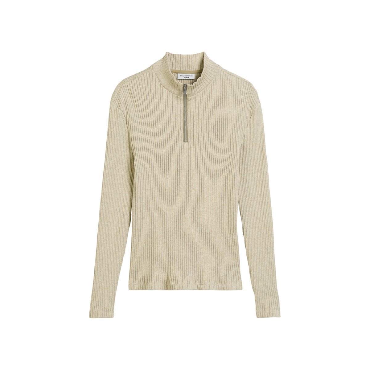 Demi-manches longues zippées slim en jersey côtelé vert, MARC O’POLO DENIM