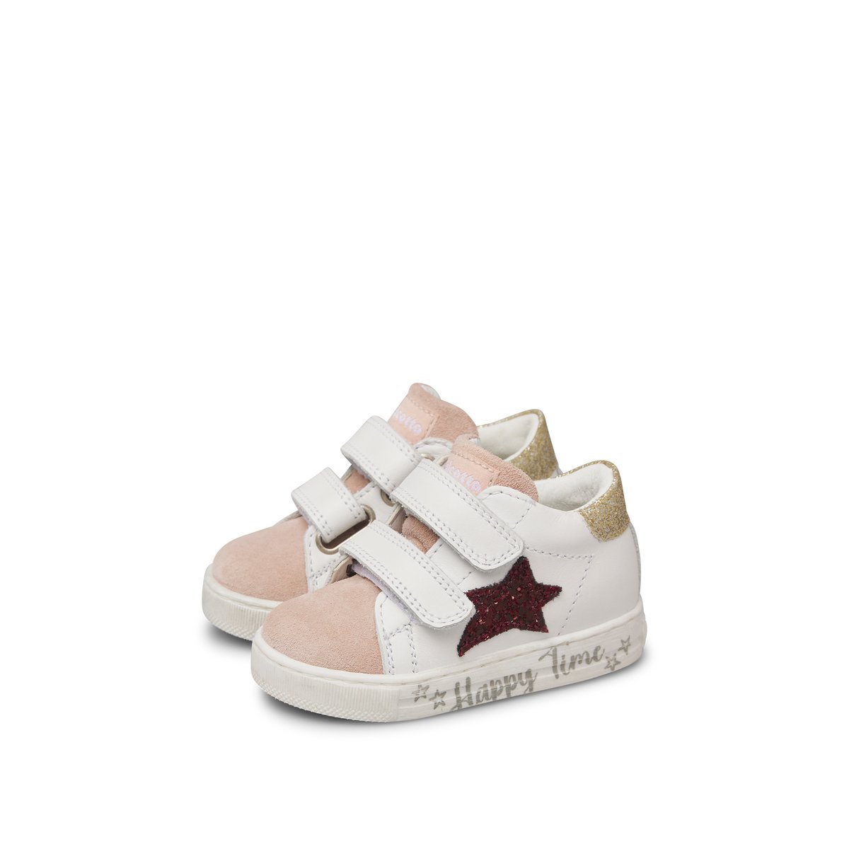 Baskets en cuir et suède SASHA VL blanc-rose-, FALCOTTO