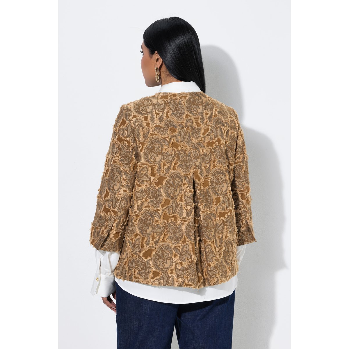Veste motif jacquard caramel, ULLA POPKEN