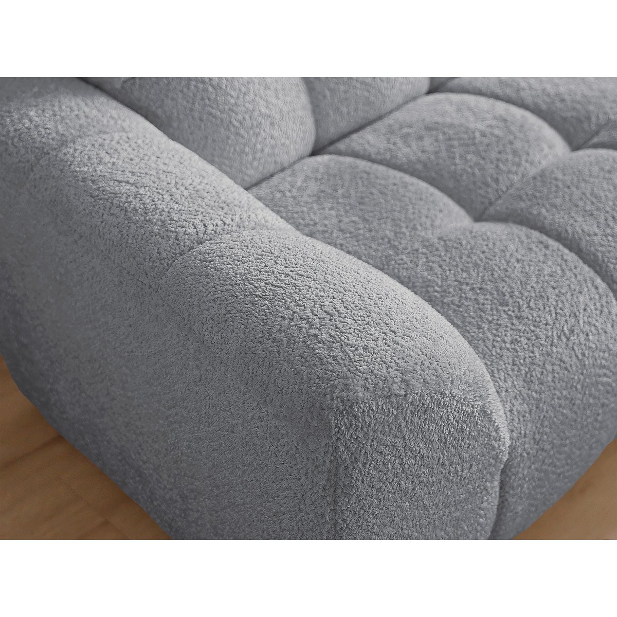 Canapé d'angle fixe 3 places en tissu chenille, JAYA gris, BOBOCHIC
