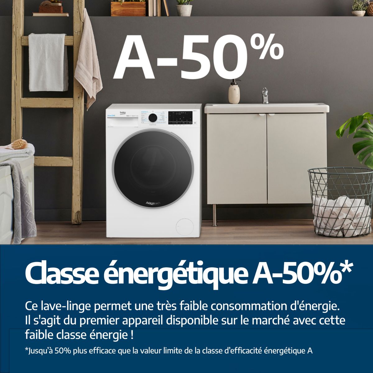 Lave linge compact BM3WFU47411B Energy Spin blanc, BEKO