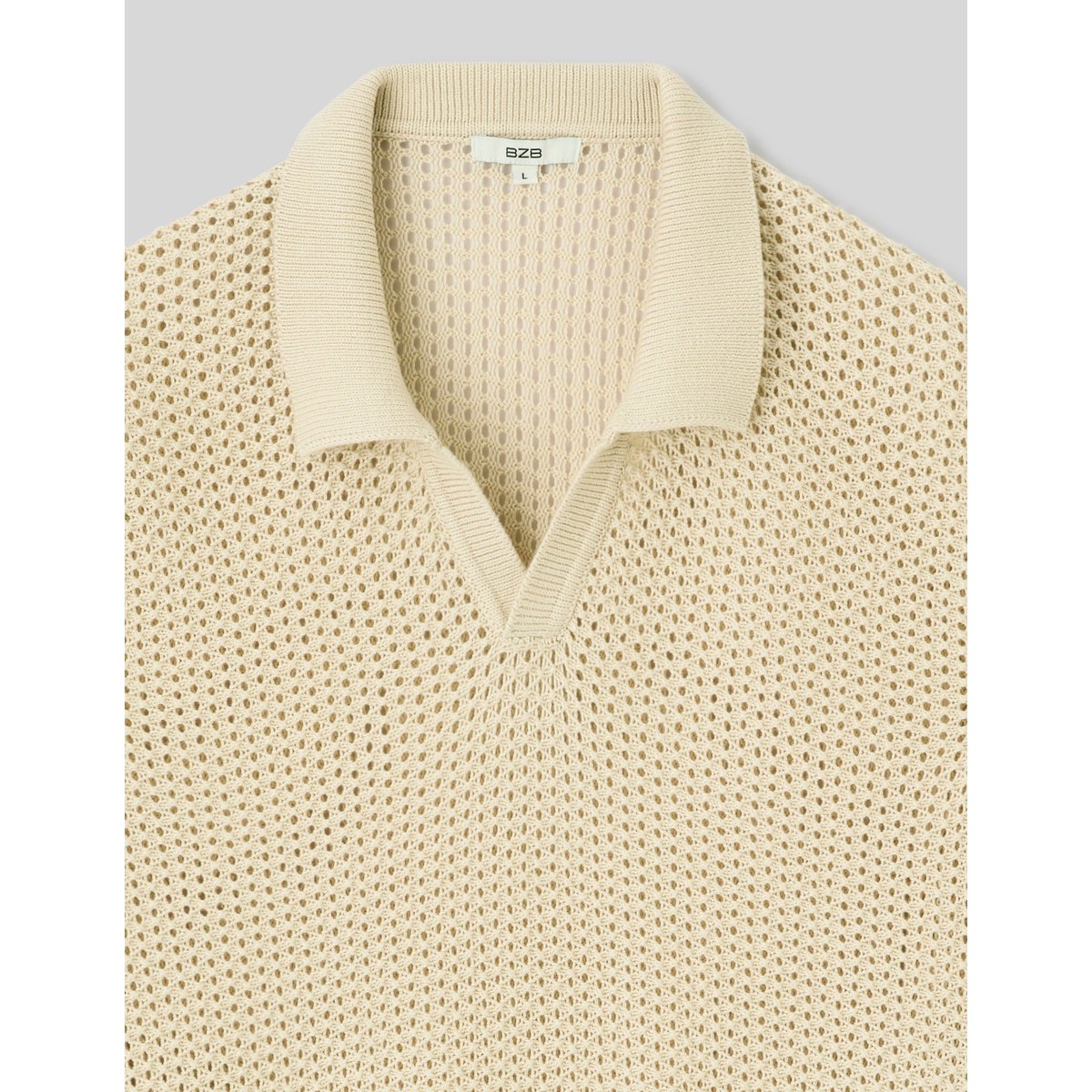 Polo en maille filet blanc cassé, BZB