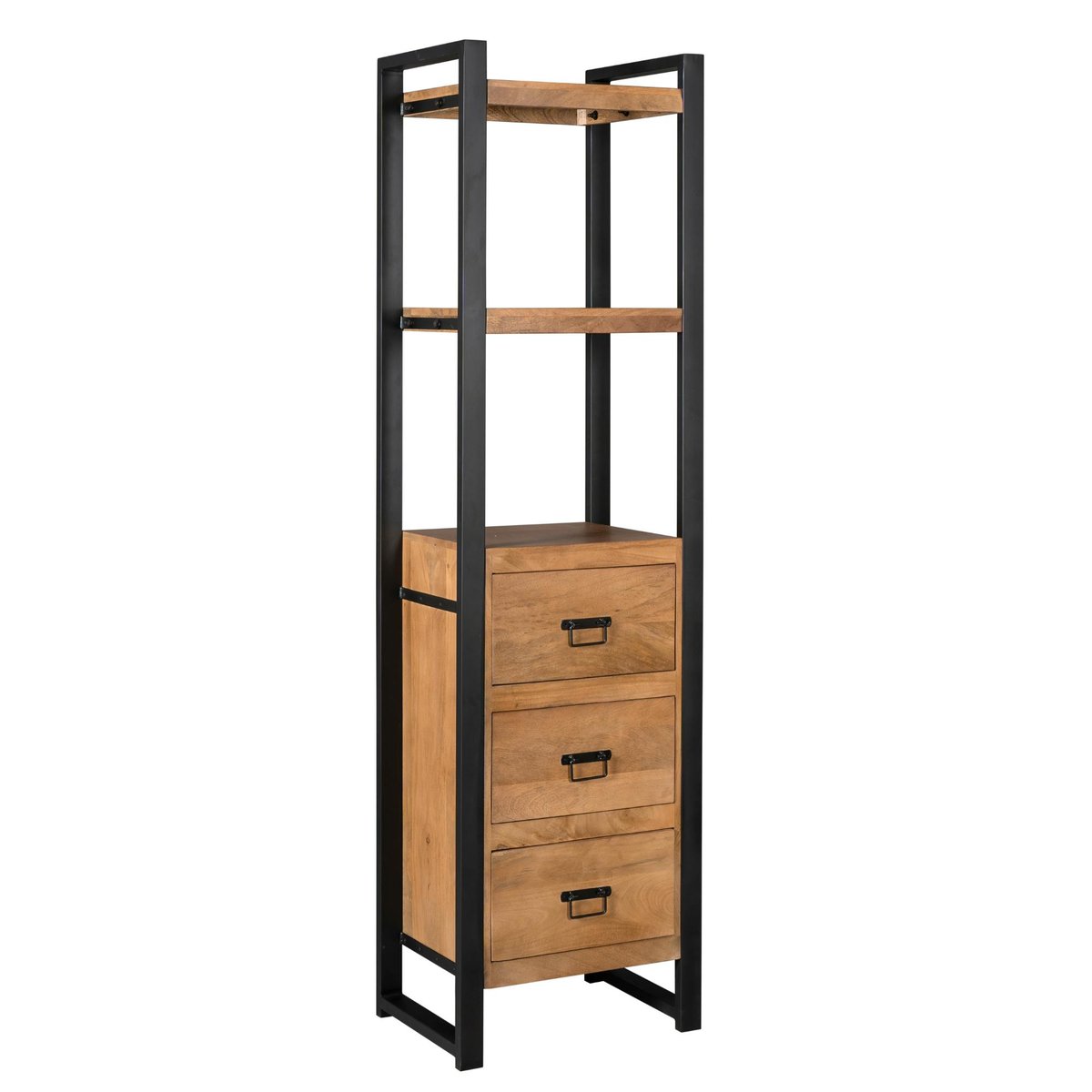 Colonne salon bois métal 3 tiroirs MILORA bois naturel, PIER IMPORT
