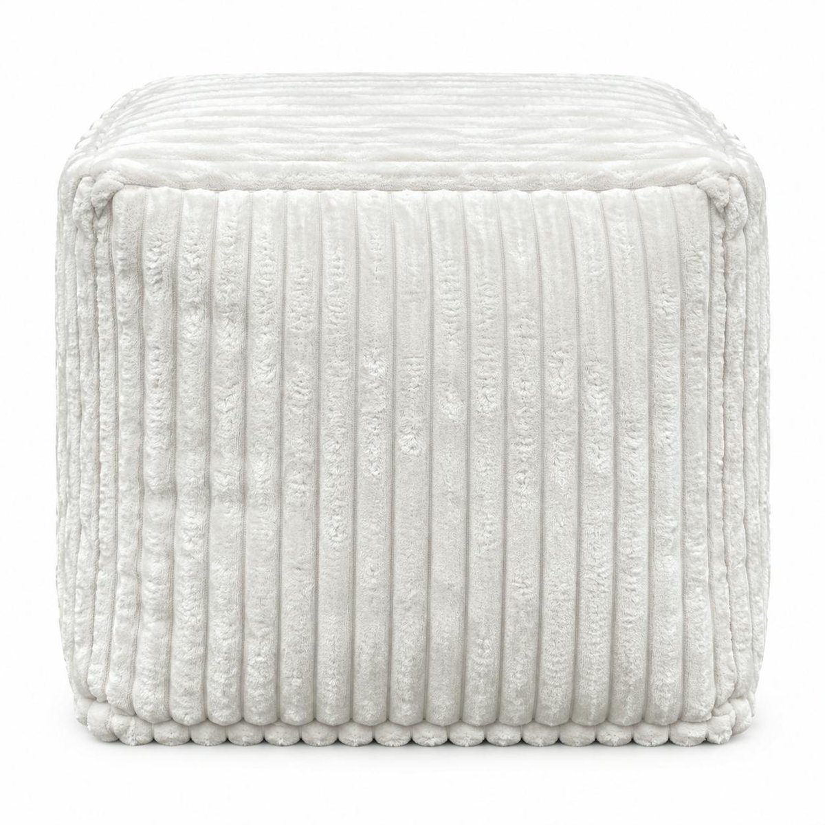 Pouf carré velours grosses côtes blanc VISBY blanc, PIER IMPORT