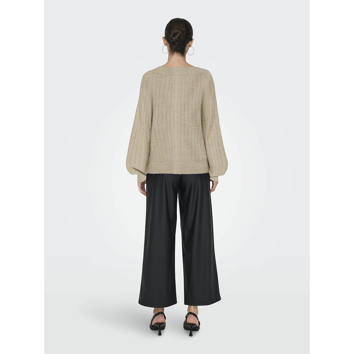 Openwork Knit Jumper with V-Neck ecru , JDY
