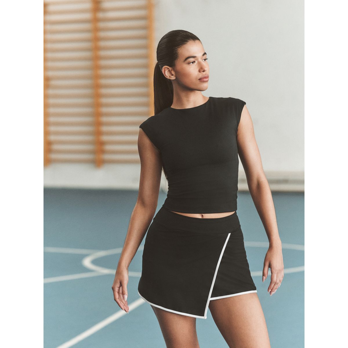 Jupe-short de padel active sports noir, NEXT