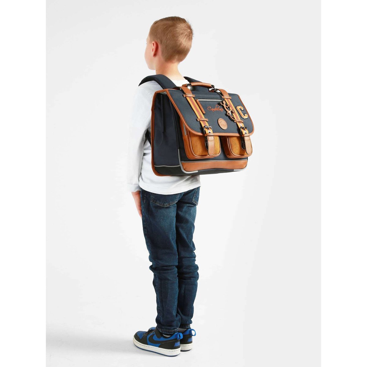Cartable 2 compartiments mustard badges, CAMELEON