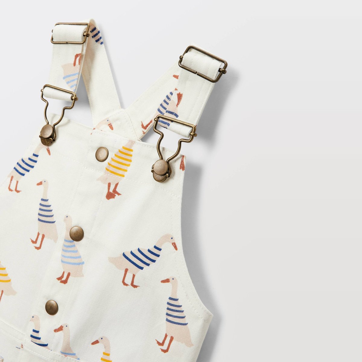 Salopette courte imprimée en coton BIO GOTS naturel, BOUT'CHOU