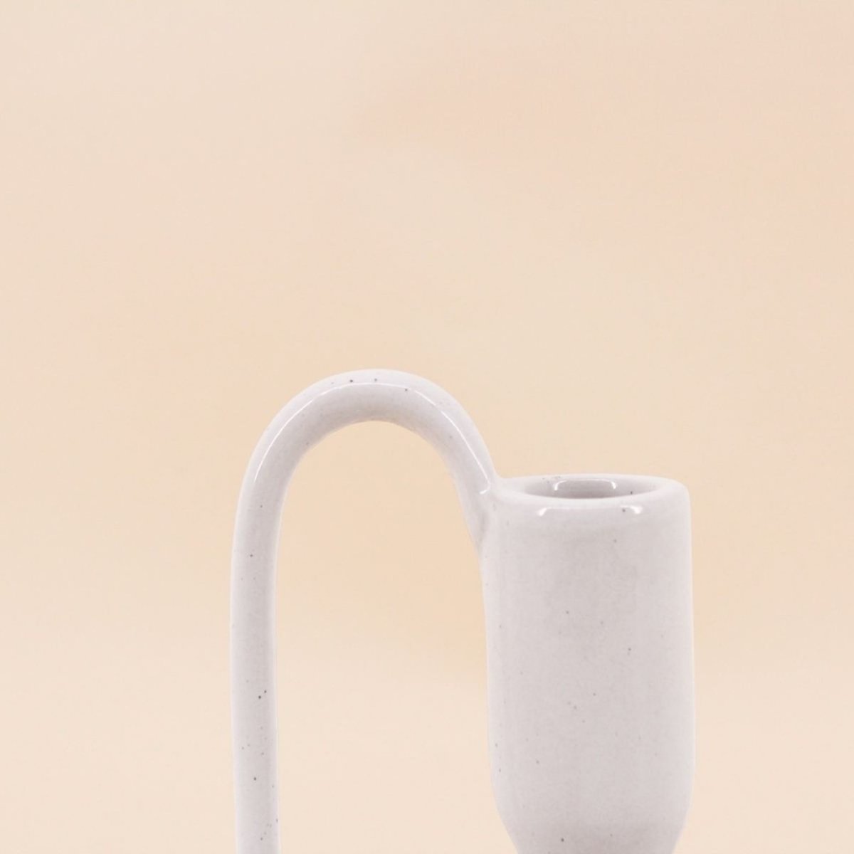 Lot de 2 bougeoirs blanc en céramique avec anse 11cm blanc, ORNAMI