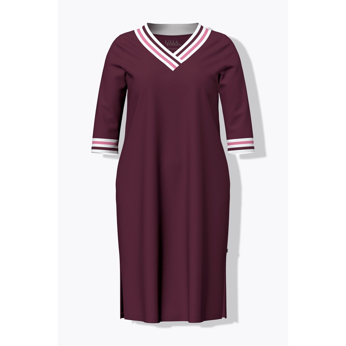 Chemise de nuit V, manches 3/4 rouge vin foncé, ULLA POPKEN