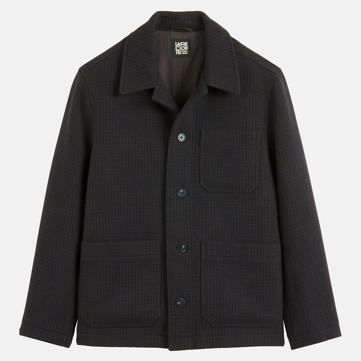 Checked Straight Fit Long Jacket brown + navy, LA REDOUTE COLLECTIONS